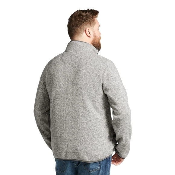 LL Bean Sweater Fleece Men Size  M Heather Gray 1/4 Snap Slightly Fitted - Picture 4 of 12